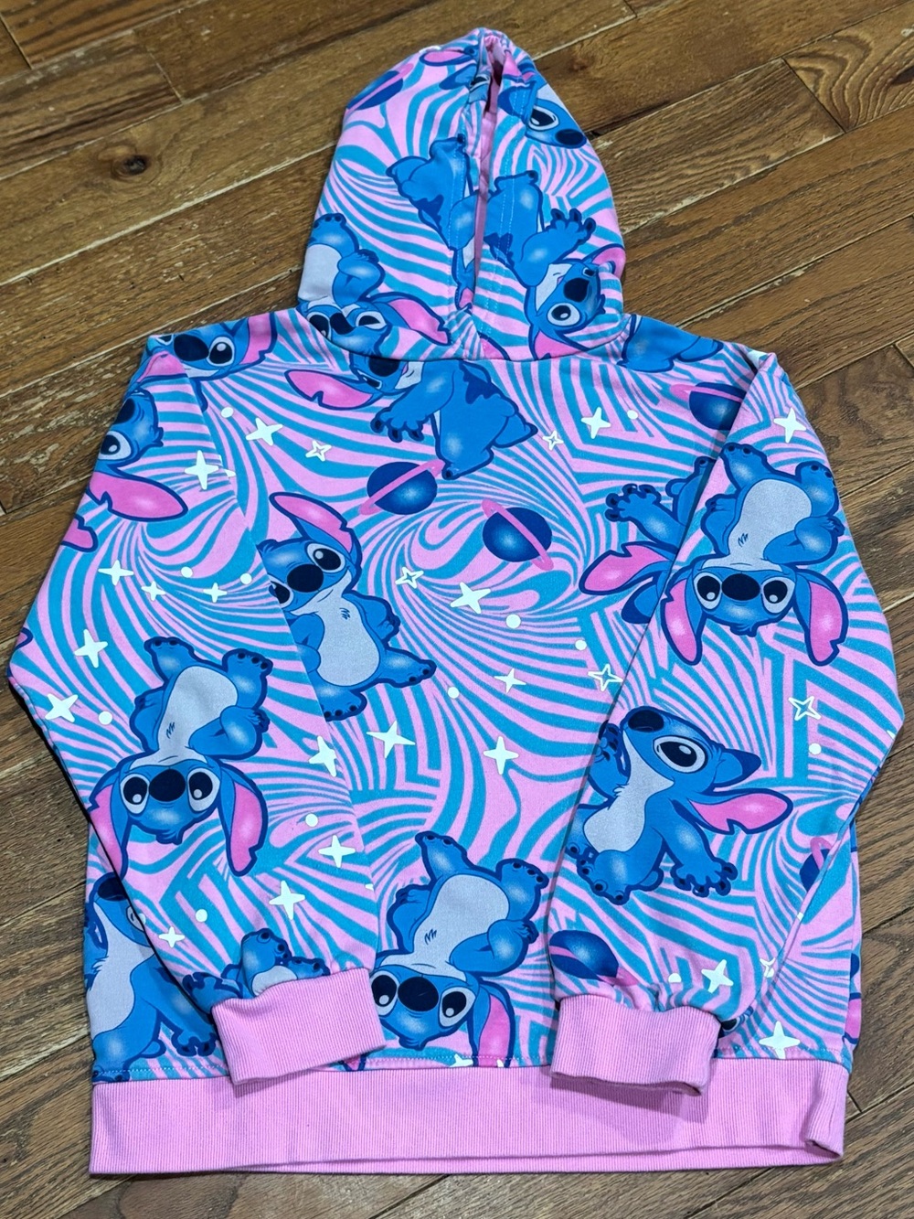 Disney Stitch @ Primark hoodie blue/pink psychedelic planet swirl Girls 11-12yrs